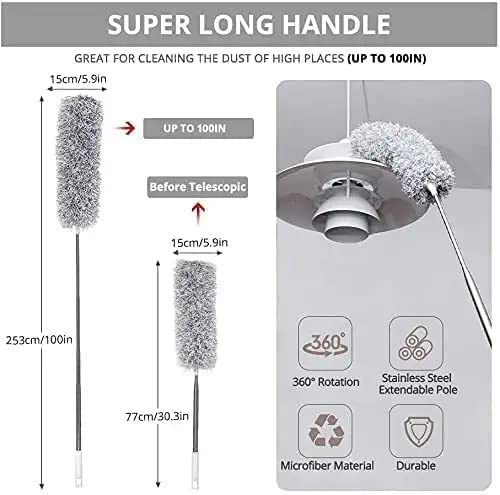 Long Handle Microfiber Feather Fan Ceiling Duster for Dust Cleaning