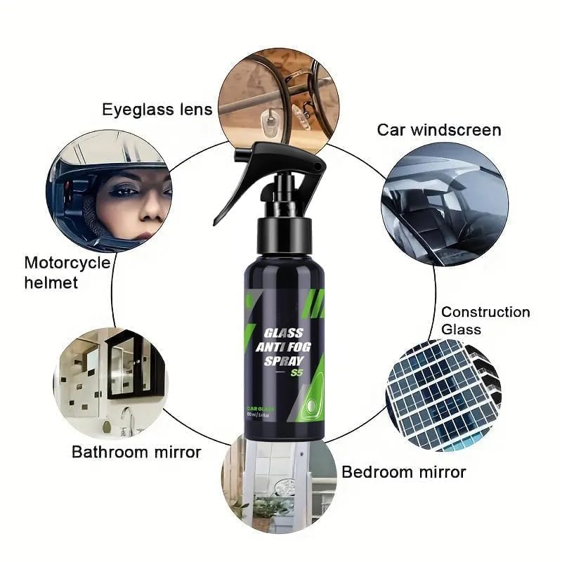 Pack of 3 Car Glass Cleaning Kit – Oil Film Brush, Anti-Fog Spray & Microfiber Cloth