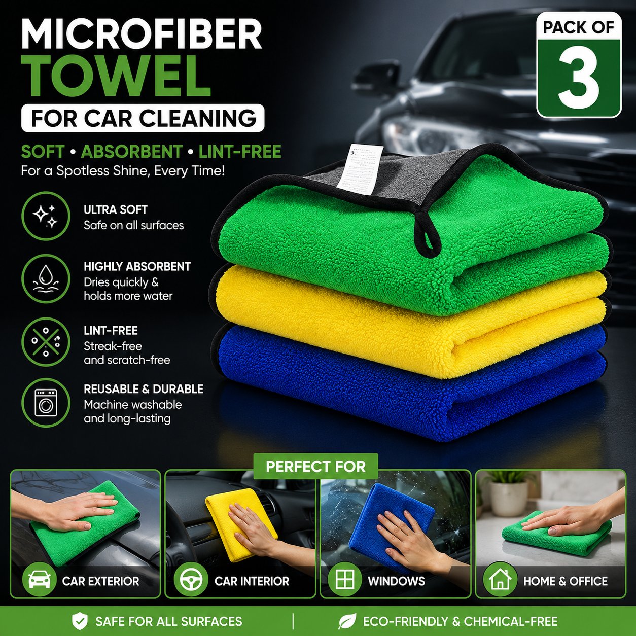 Microfiber Towel  Pack of 3