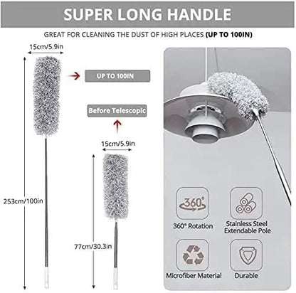 Long Handle Microfiber Feather Fan Ceiling Duster for Dust Cleaning