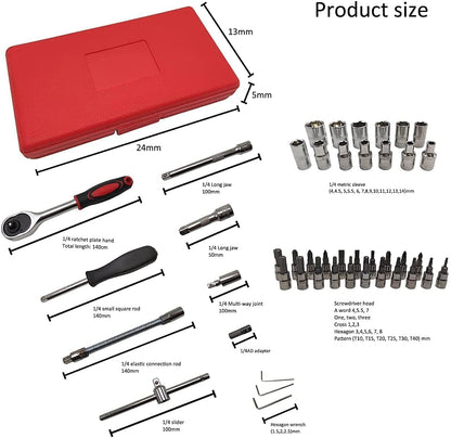 46-Piece Socket Wrench Tool Kit + Plier & Tester – 3-Piece Combo