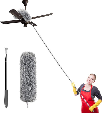 Long Handle Microfiber Feather Fan Ceiling Duster for Dust Cleaning