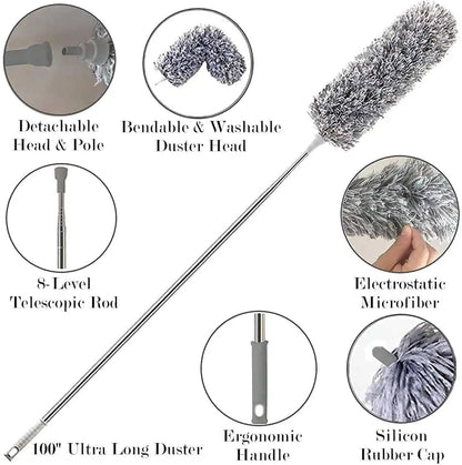 Long Handle Microfiber Feather Fan Ceiling Duster for Dust Cleaning