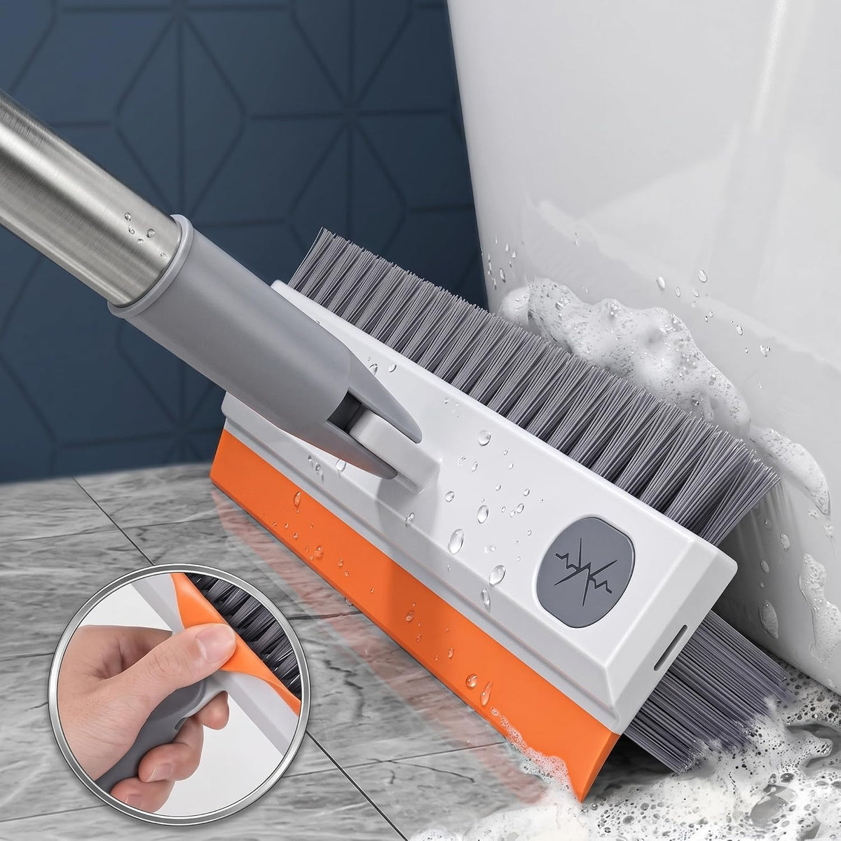 3-in-1 Bathroom Cleaning Brush + Silicone Floor Wiper Combo