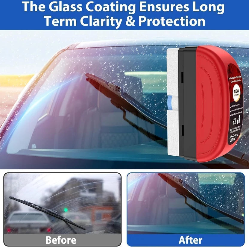Pack of 3 Car Glass Cleaning Kit – Oil Film Brush, Anti-Fog Spray & Microfiber Cloth