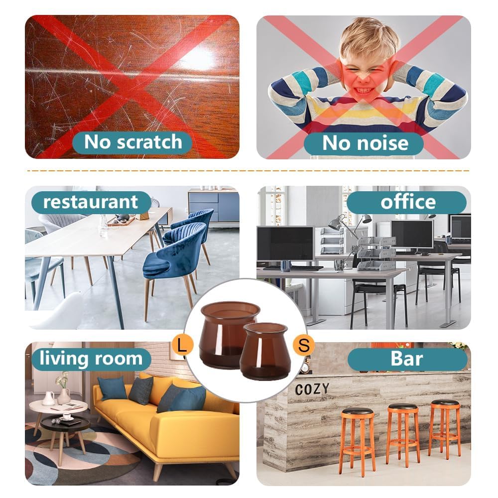 Silicone Chair Leg Caps with Soft Felt