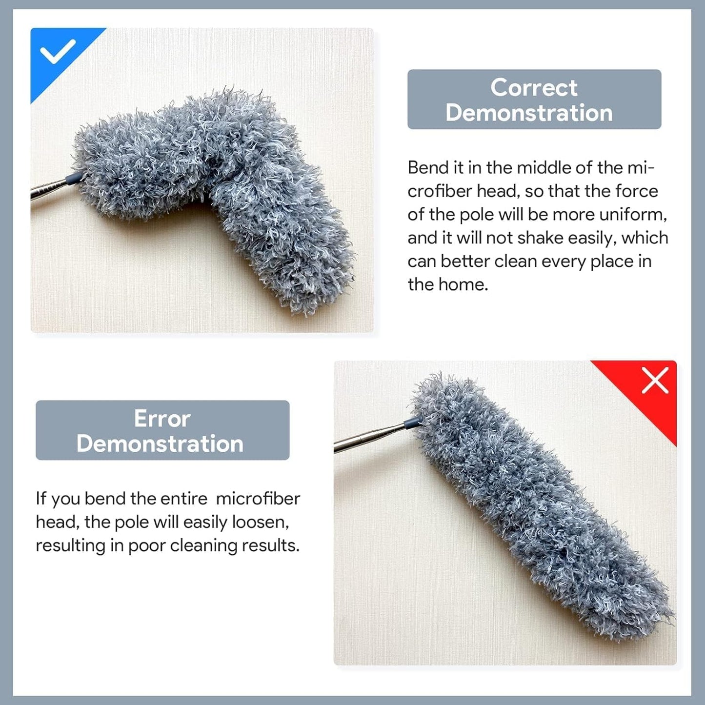 Long Handle Microfiber Feather Fan Ceiling Duster for Dust Cleaning