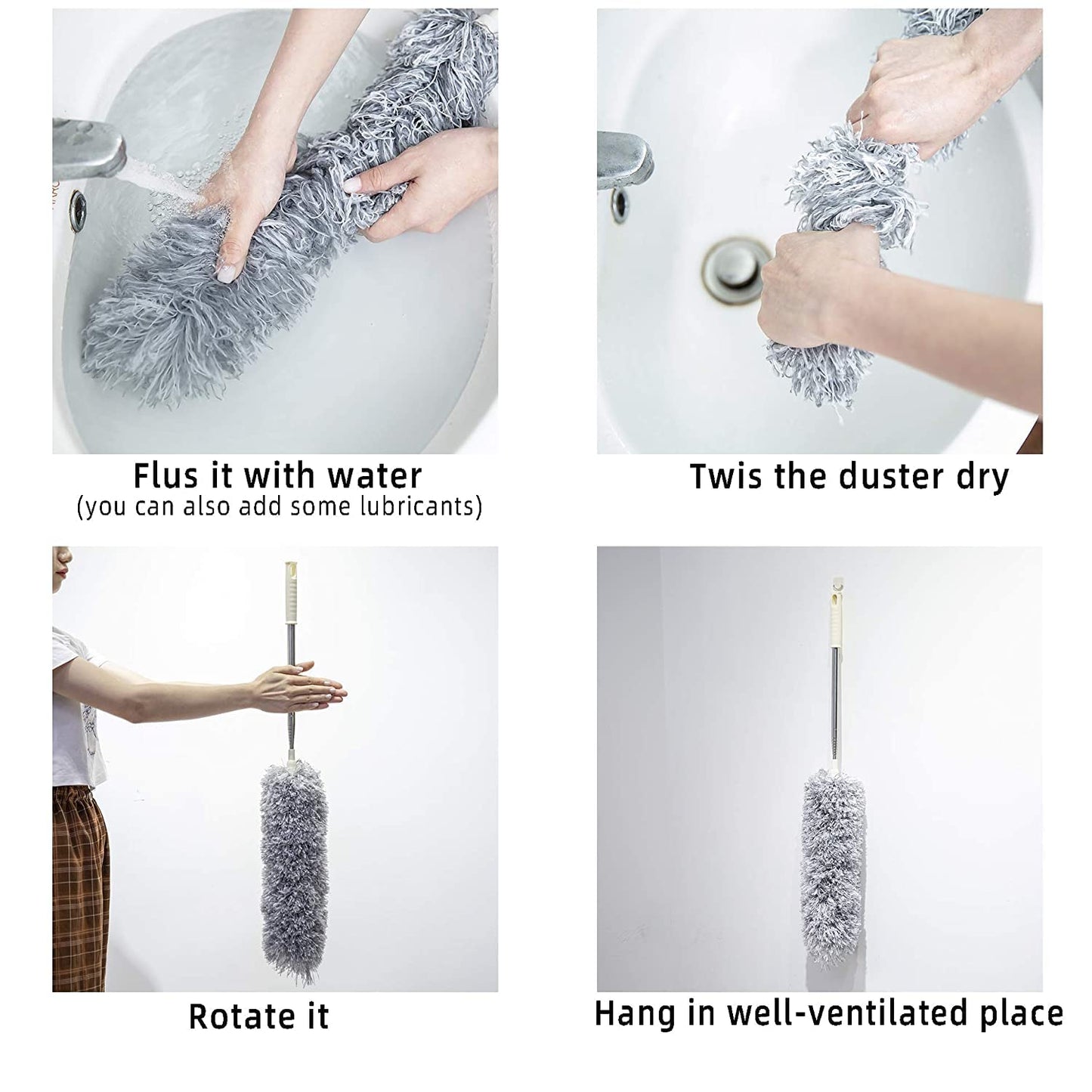 Long Handle Microfiber Feather Fan Ceiling Duster for Dust Cleaning