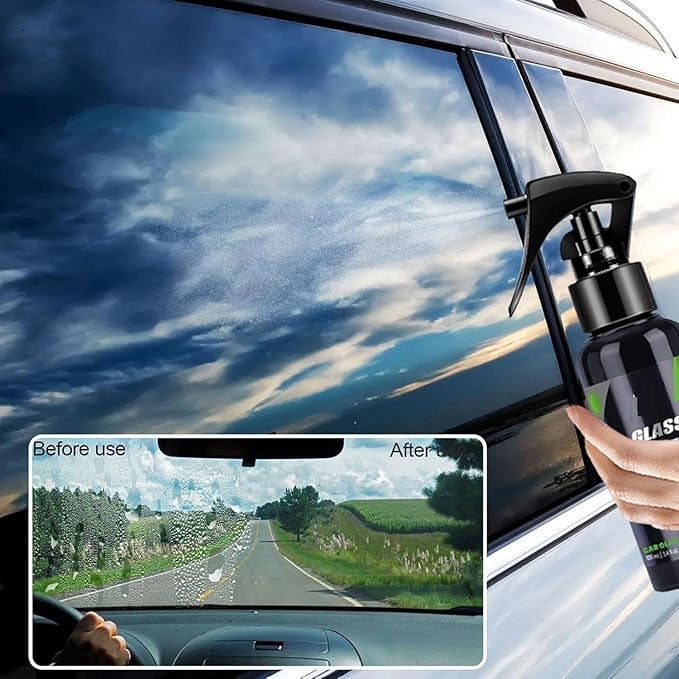 Pack of 3 Car Glass Cleaning Kit – Oil Film Brush, Anti-Fog Spray & Microfiber Cloth