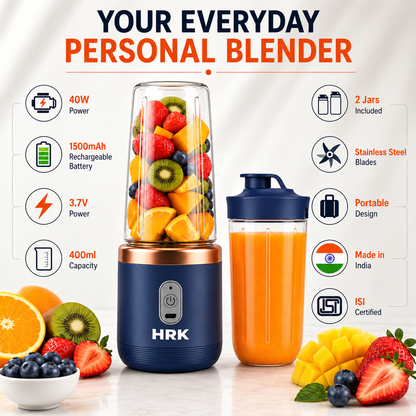 Portable Blender for Smoothies & Juices | 400ml Personal Juicer Mixer Grinder