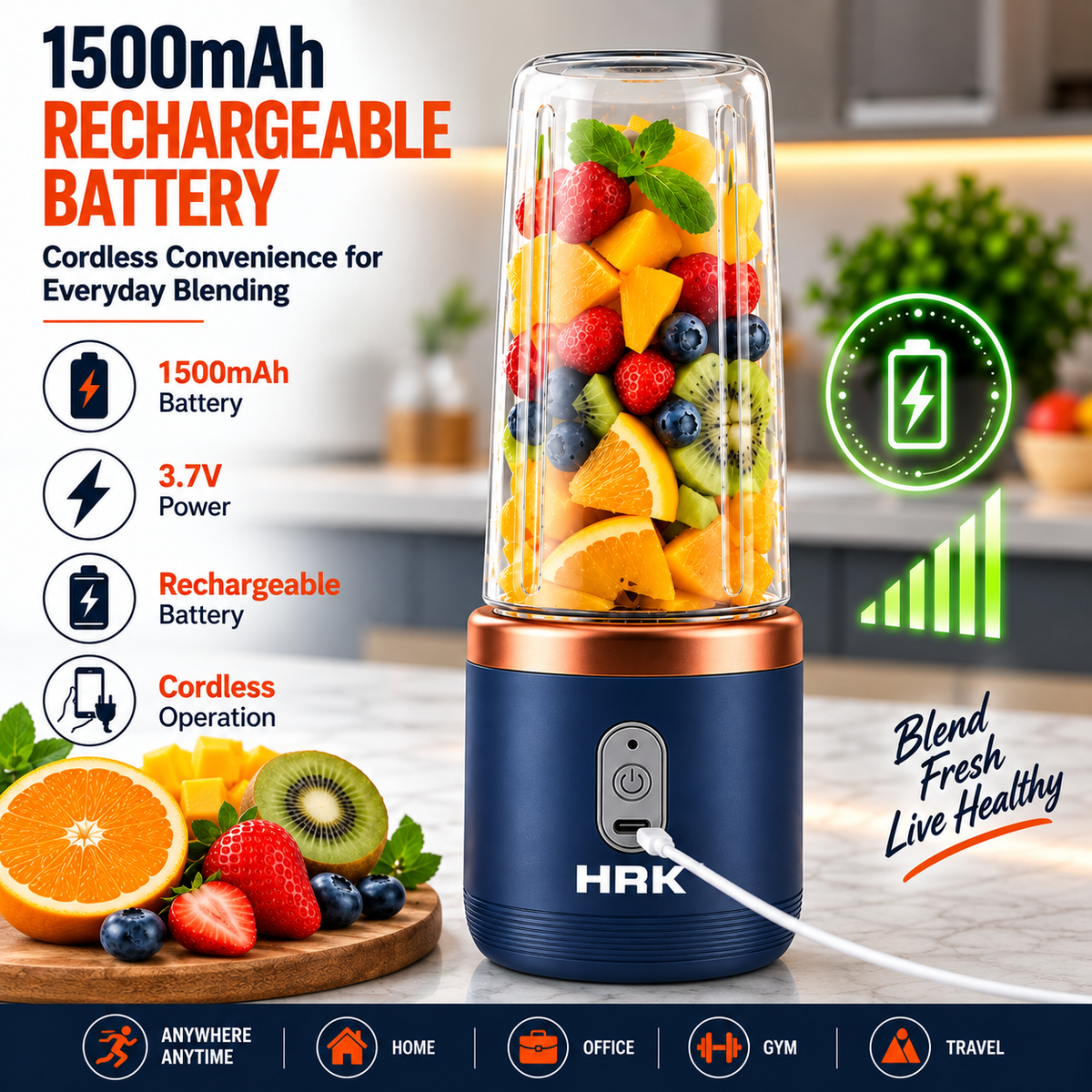 Portable Blender for Smoothies & Juices | 400ml Personal Juicer Mixer Grinder